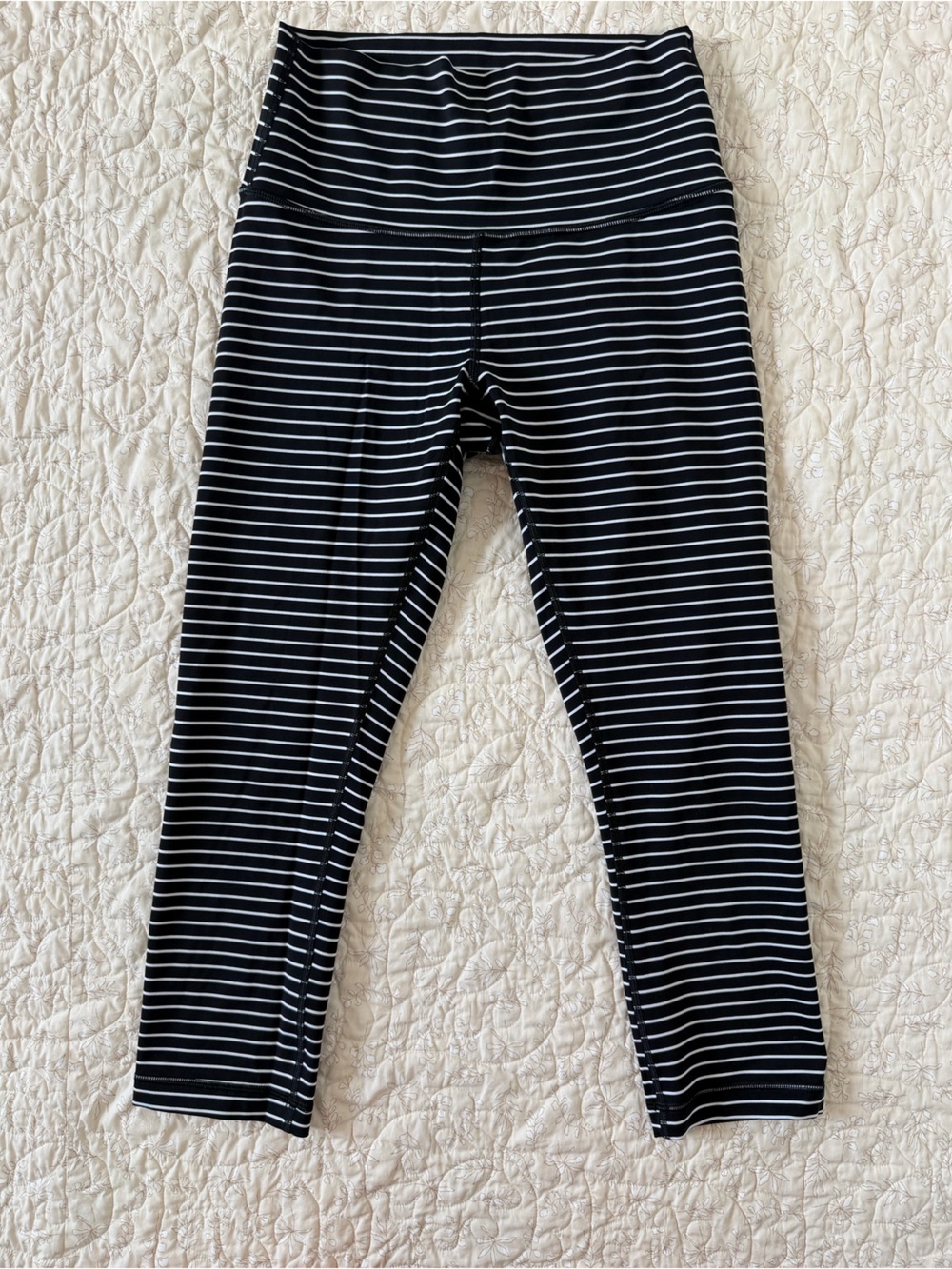 lululemon athletica Black & White Striped High-Rise Leggings